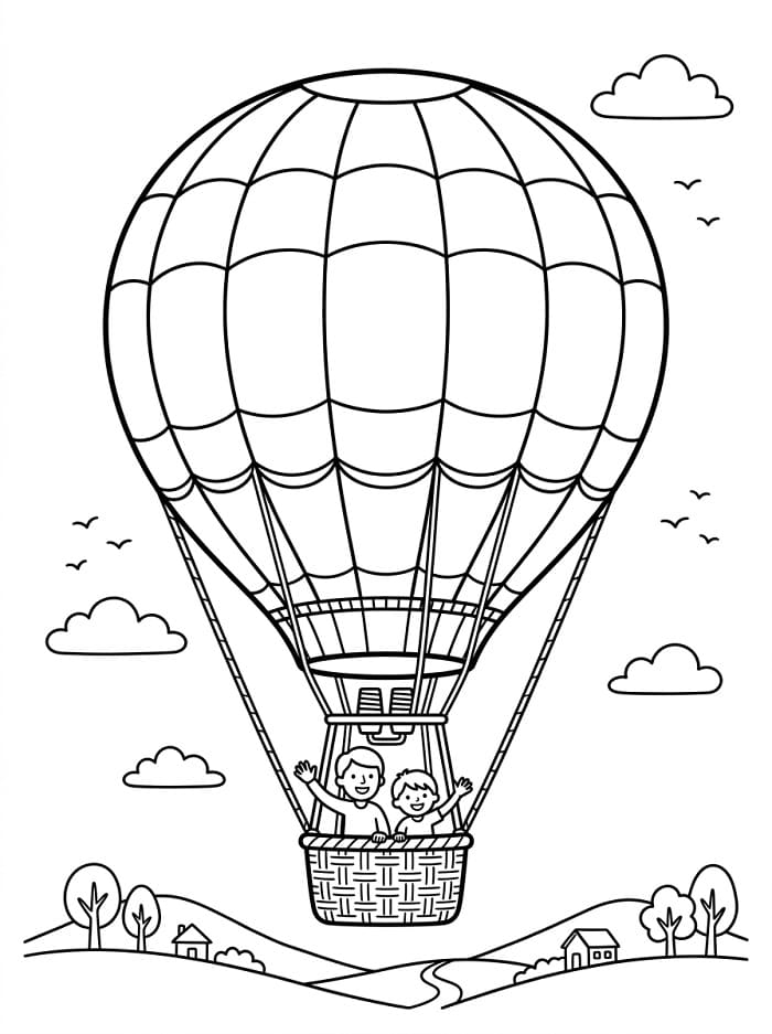 Ein Heißluftballon ausmalbilder