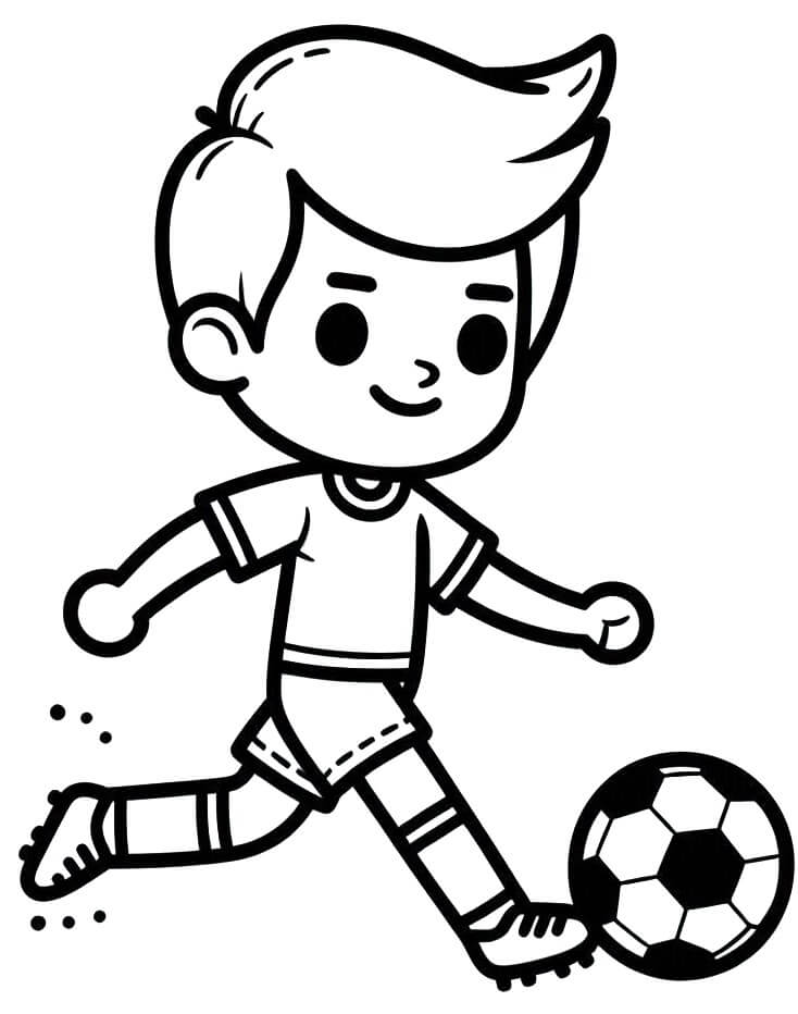 Ein Junge spielt Fußball ausmalbilder