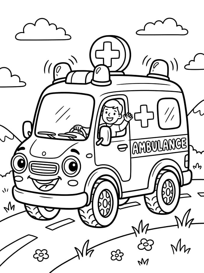 Ein Krankenwagen ausmalbilder