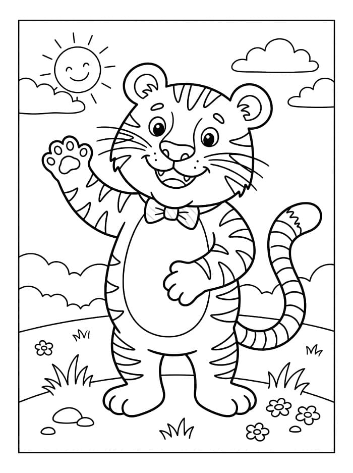 Ein süßer Tiger ausmalbilder