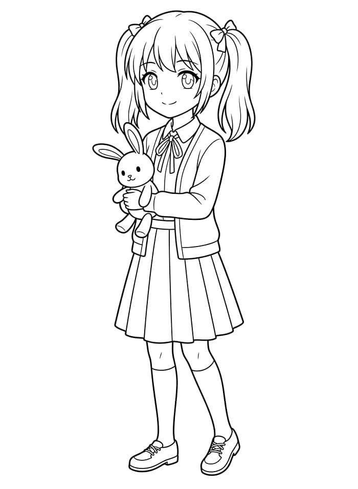 Ein süßes Anime-Mädchen ausmalbilder