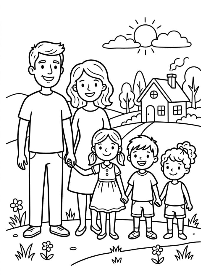 Eine Familie ausmalbilder