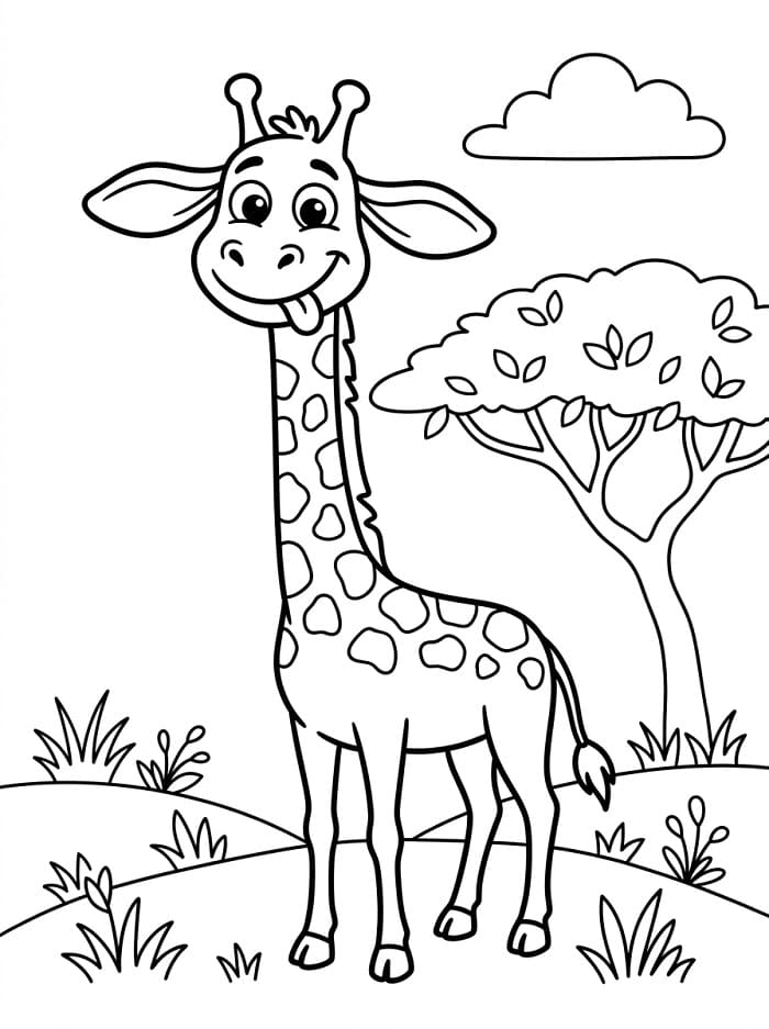 Eine süße Giraffe ausmalbilder