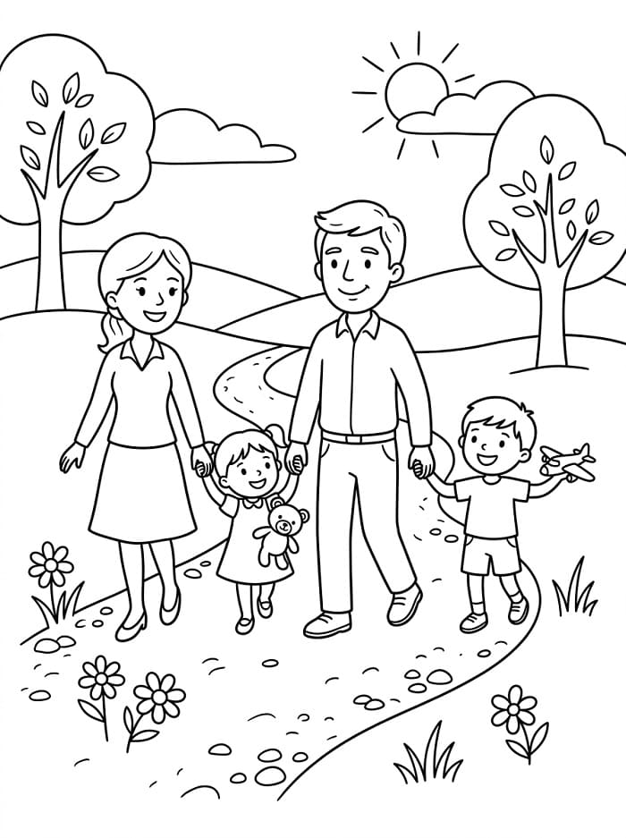 Einfache Familie ausmalbilder