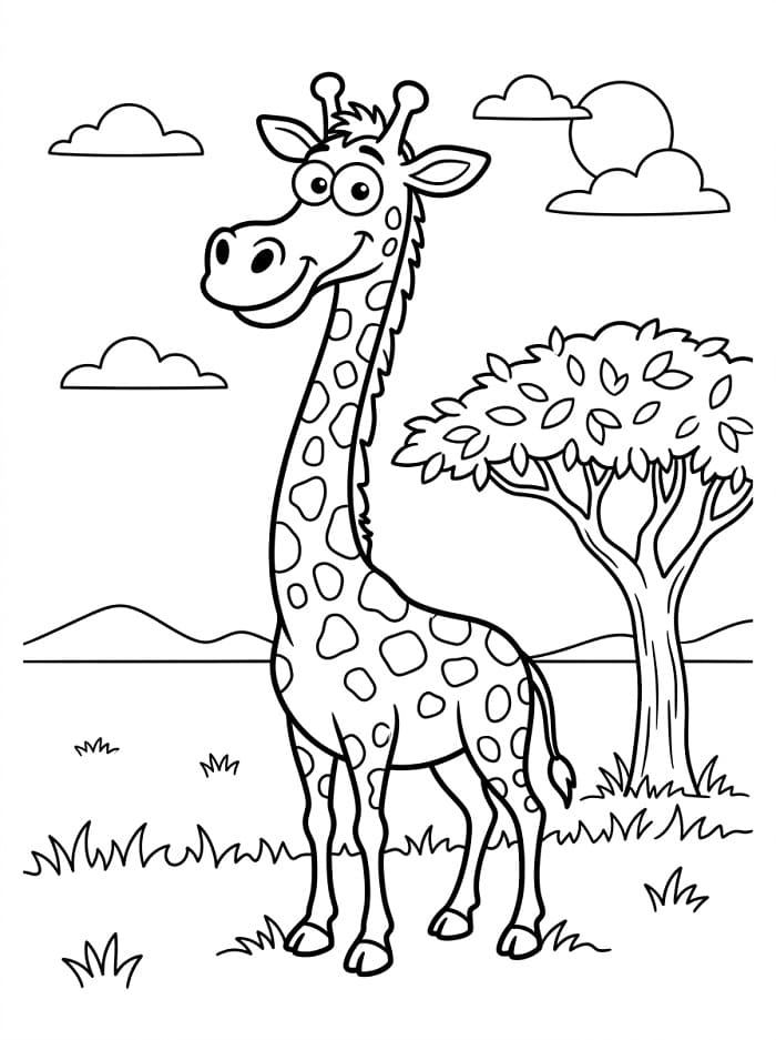 Einfache Giraffe ausmalbilder