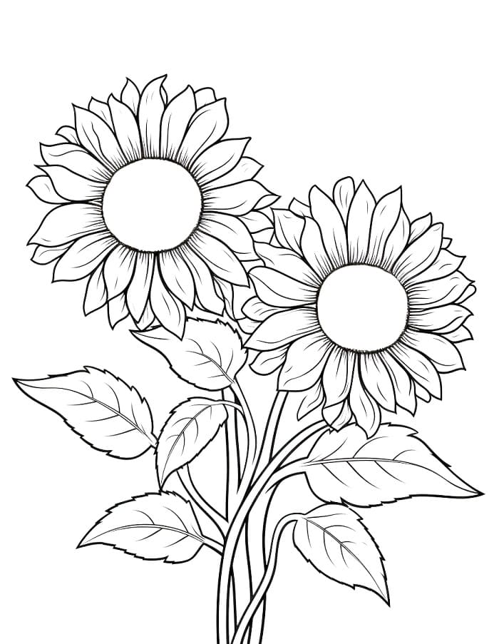 Einfache Sonnenblume ausmalbilder