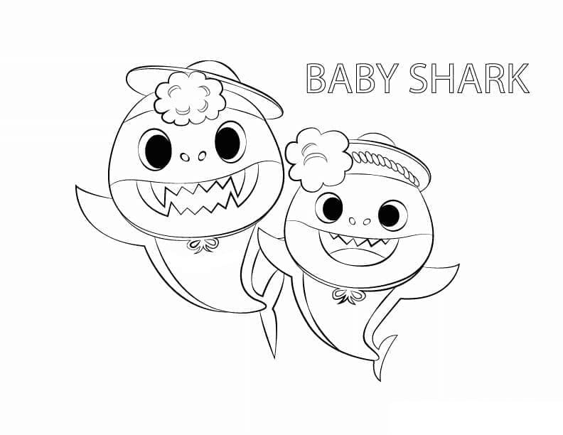 Einfacher Baby Shark ausmalbilder