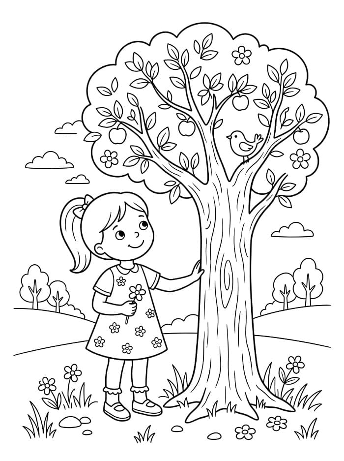 Einfacher Baum ausmalbilder