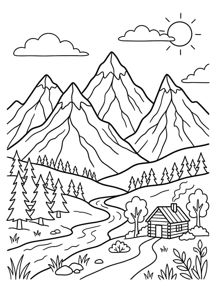 Einfacher Berg ausmalbilder