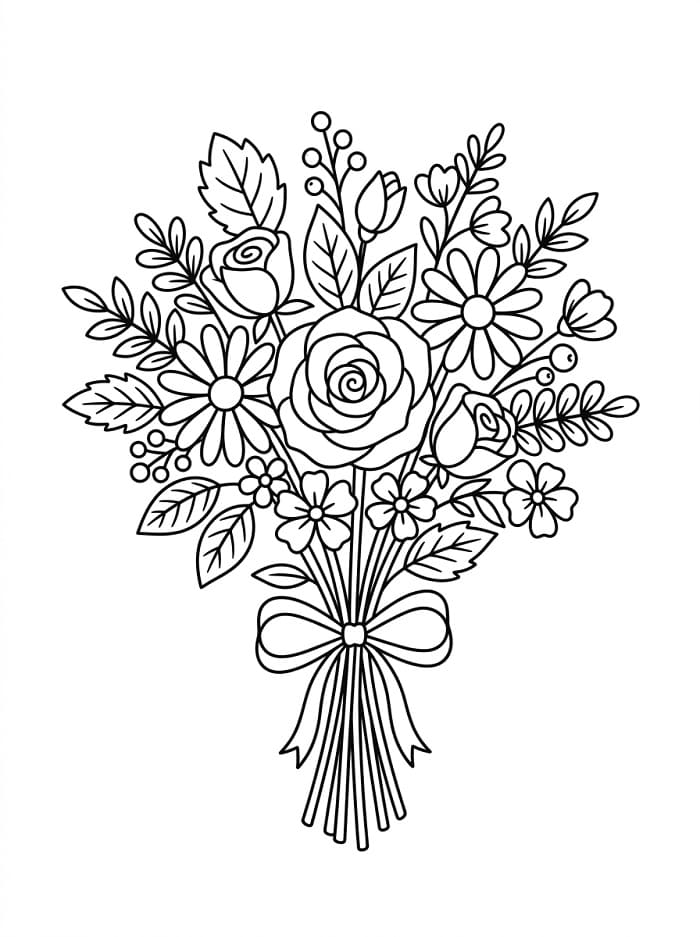 Einfacher Blumenstrauß ausmalbilder