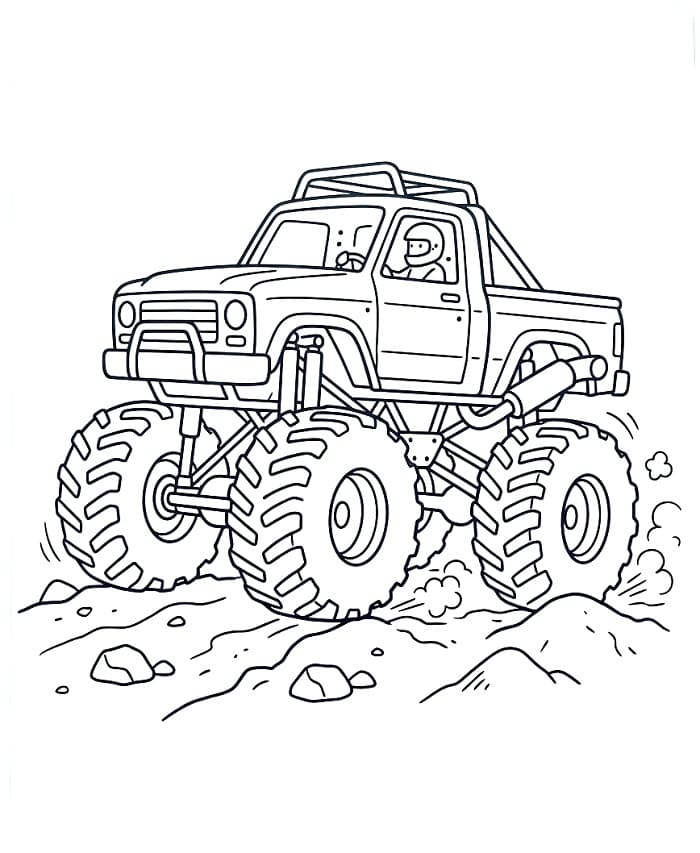 Einfacher Monstertruck ausmalbilder