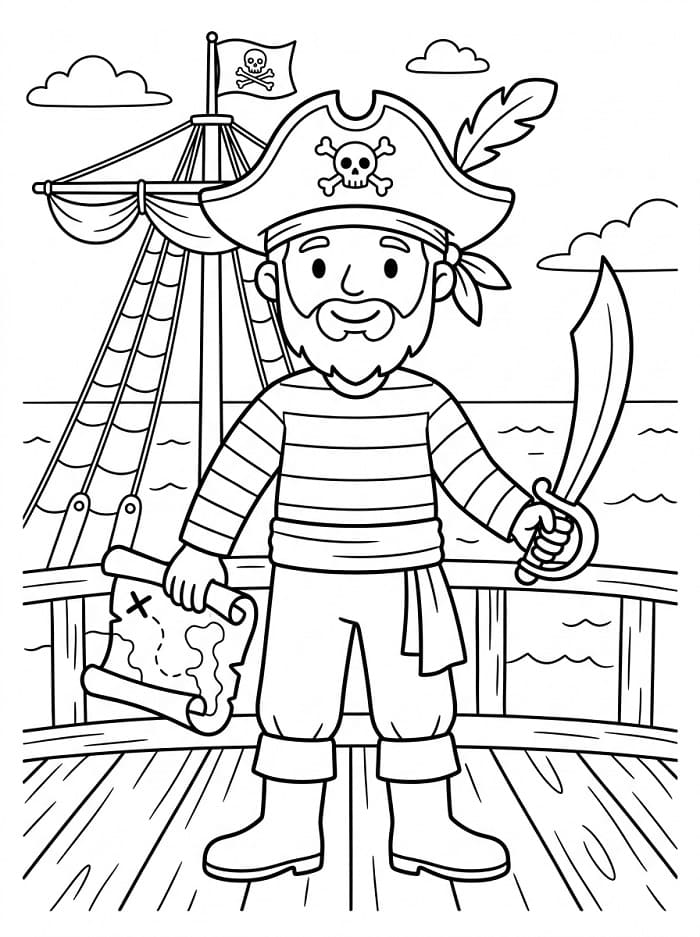 Einfacher Pirat ausmalbilder