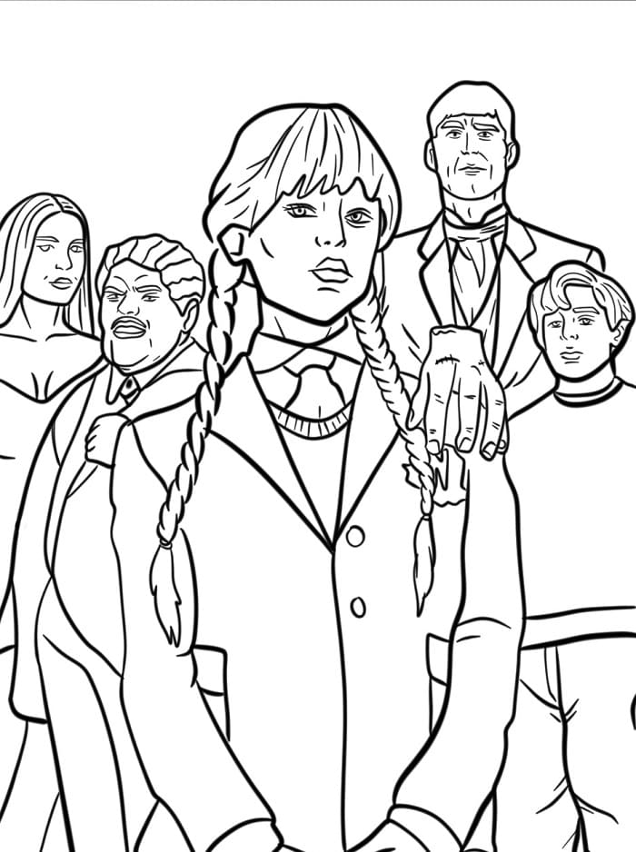 Einfacher Wednesday ausmalbilder