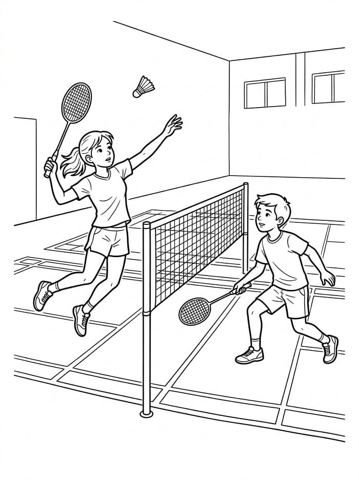 Einfaches Badminton ausmalbilder