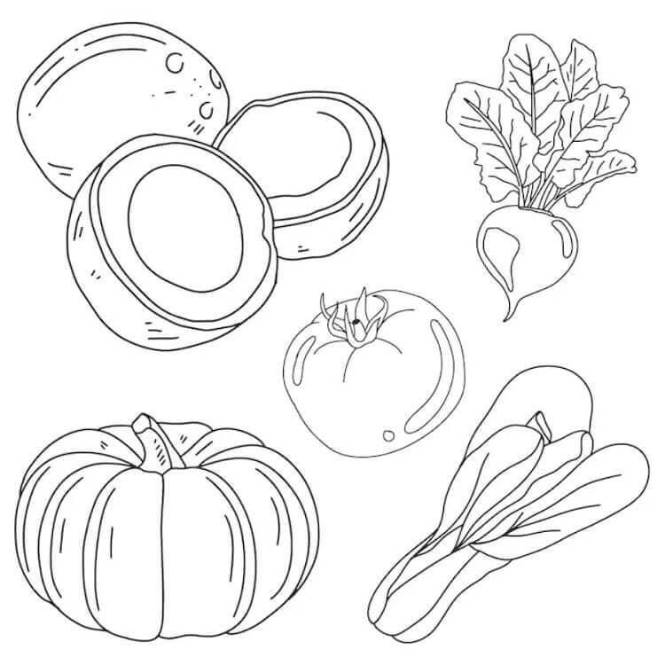 Einfaches Gemüse ausmalbilder