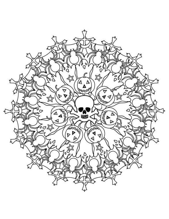Einfaches Halloween-Mandala ausmalbilder