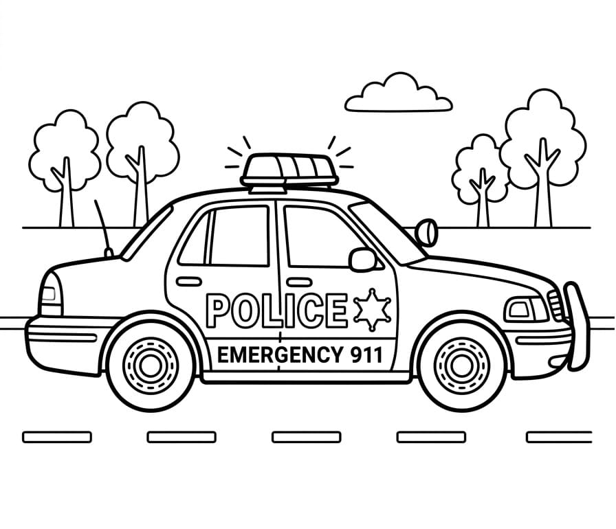 Einfaches Polizeiauto ausmalbilder