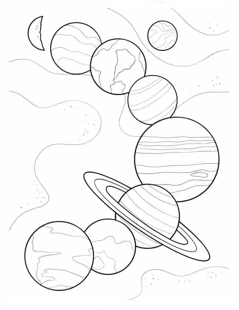 Einfaches Sonnensystem ausmalbilder