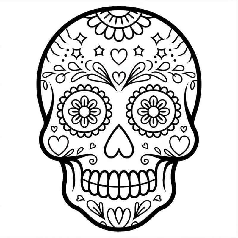 Einfaches Zuckerschädel ausmalbilder