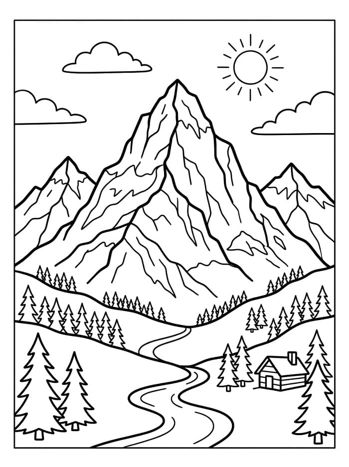 Erstaunlicher Berg ausmalbilder