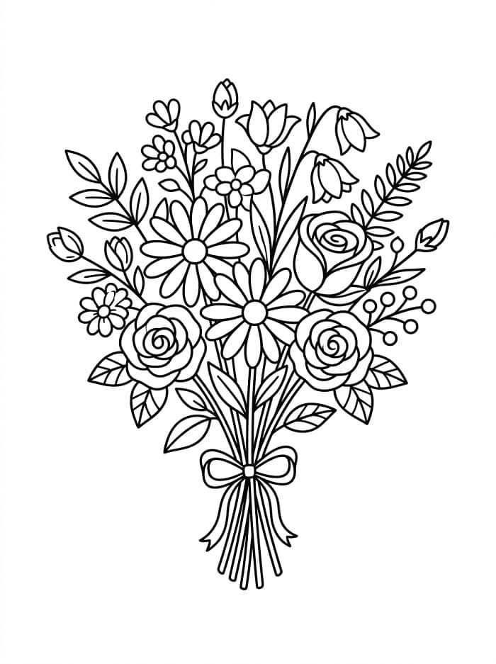 Erstaunlicher Blumenstrauß ausmalbilder
