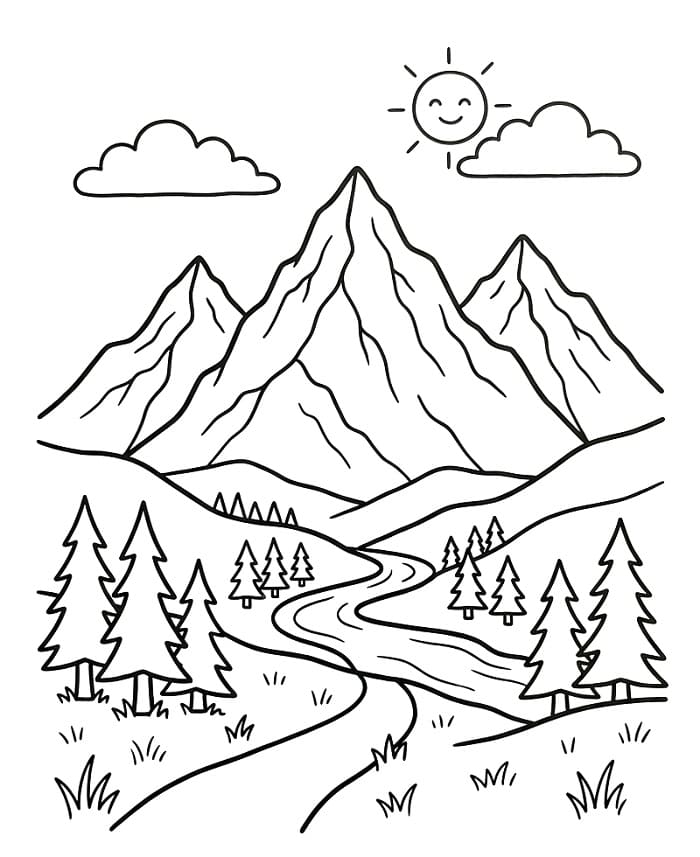 Fantastischer Berg ausmalbilder