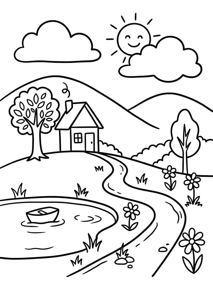 Fantastischer Landschaft ausmalbilder