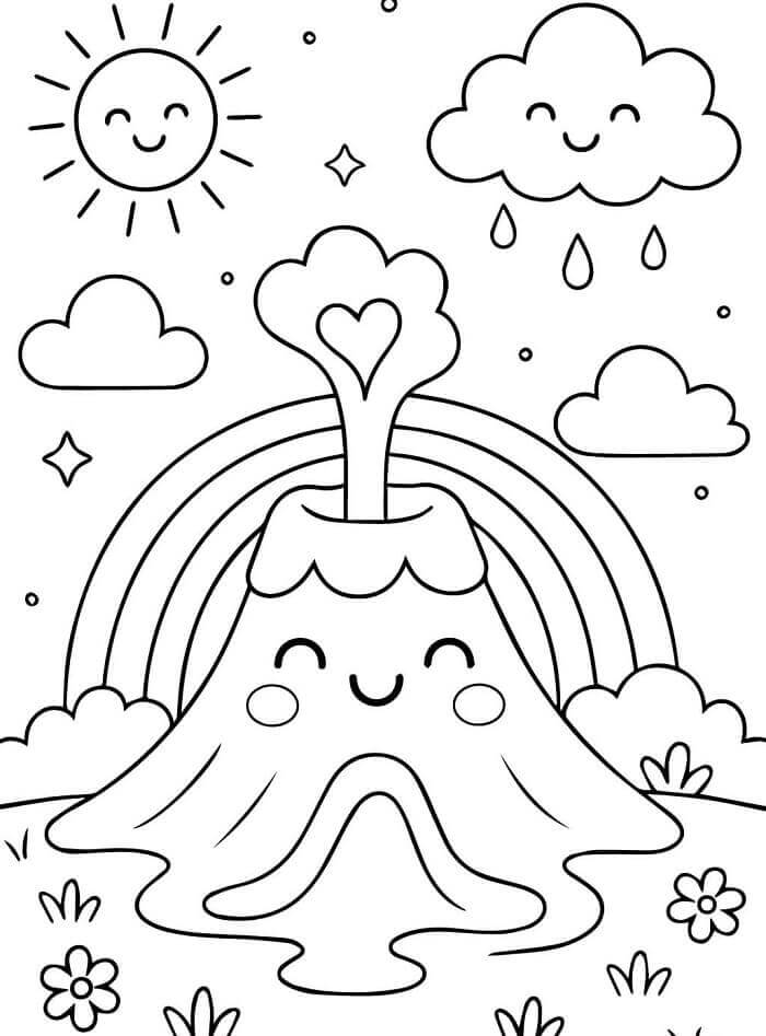 Fantastischer Vulkan ausmalbilder