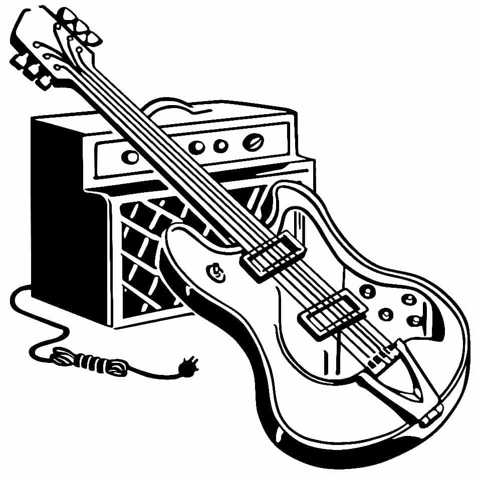 Fantastisches Gitarre ausmalbilder