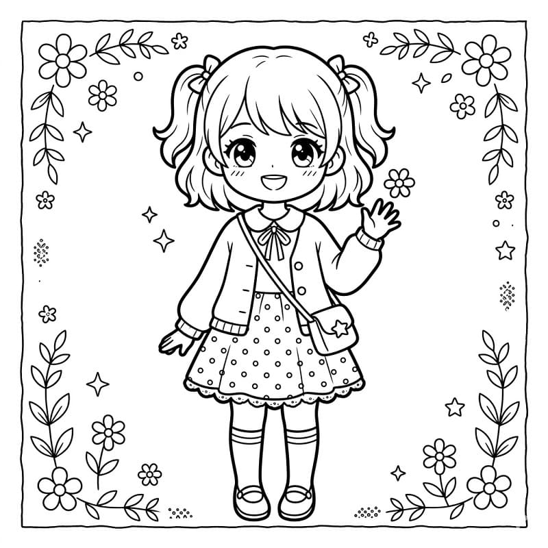 Freundliches Anime-Mädchen ausmalbilder