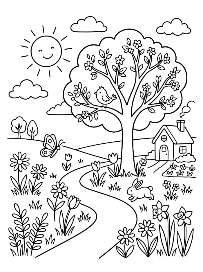 Fröhlicher Frühling ausmalbilder