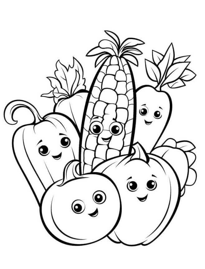 Gemüse zum Drucken ausmalbilder