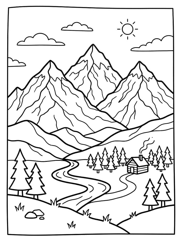 Gewöhnlicher Berg ausmalbilder