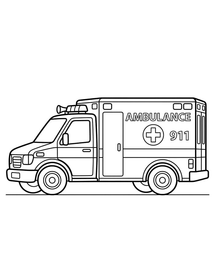 Gewöhnlicher Krankenwagen ausmalbilder
