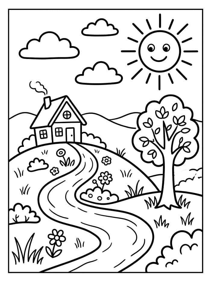 Gewöhnlicher Landschaft ausmalbilder