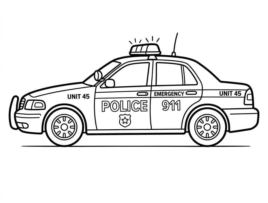 Gewöhnliches Polizeiauto ausmalbilder