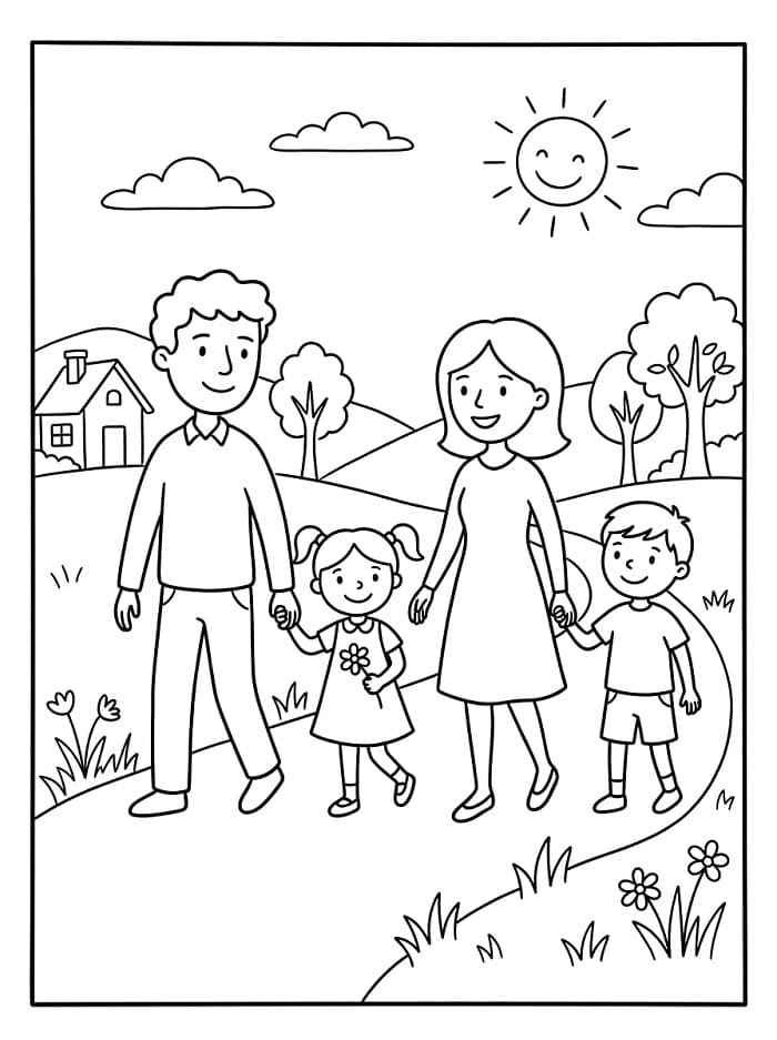 Glückliche Familie ausmalbilder