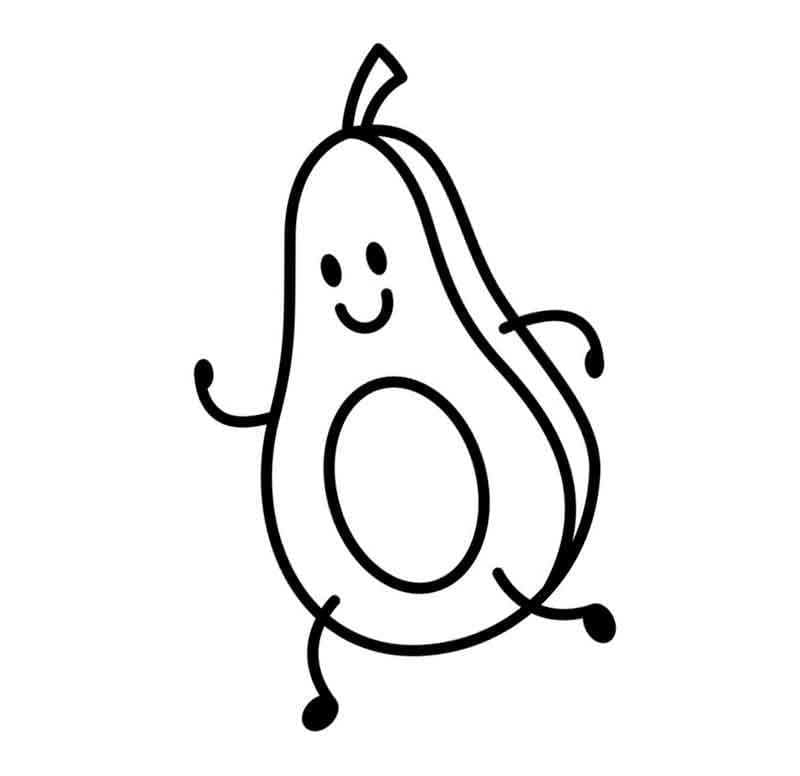 Gratis druckbare Avocado Vorlage ausmalbilder