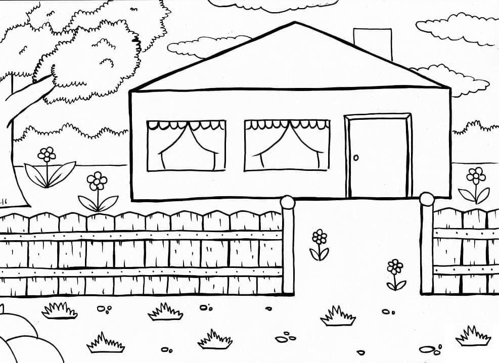 Gratis druckbare Haus Vorlage ausmalbilder
