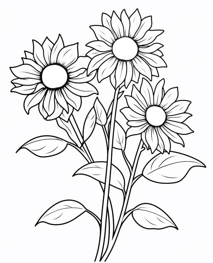 Gratis druckbare Sonnenblume ausmalbilder
