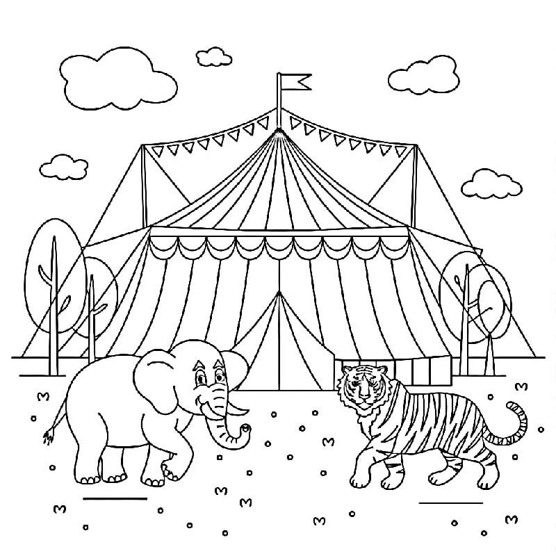 Gratis druckbare Zirkus Vorlage ausmalbilder