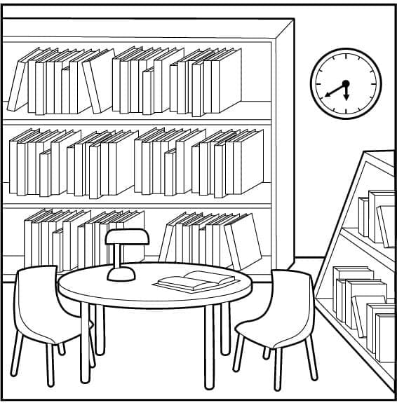 Gratis druckbarer Bibliothek ausmalbilder