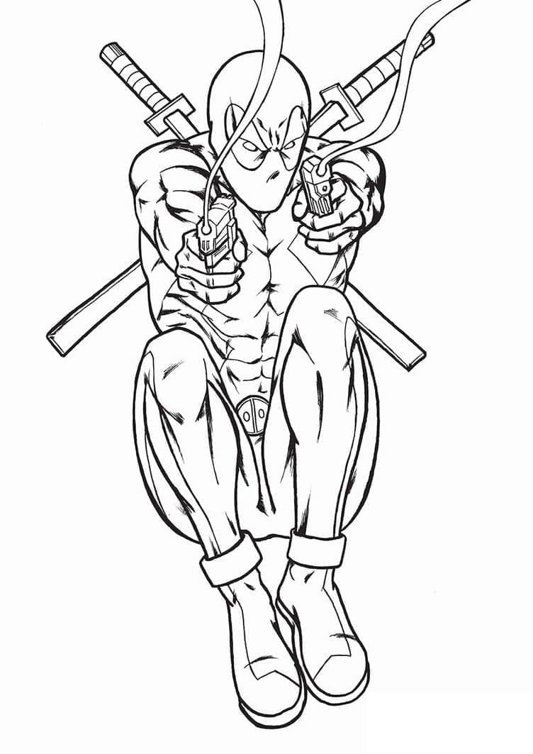 Gratis druckbarer Deadpool ausmalbilder