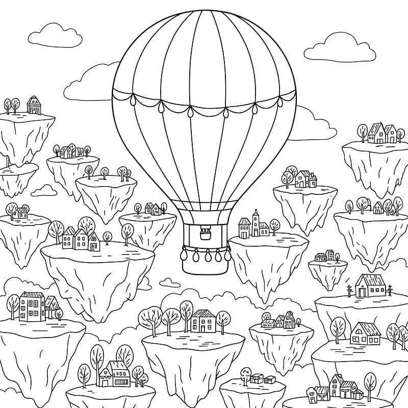Gratis druckbarer Heißluftballon ausmalbilder