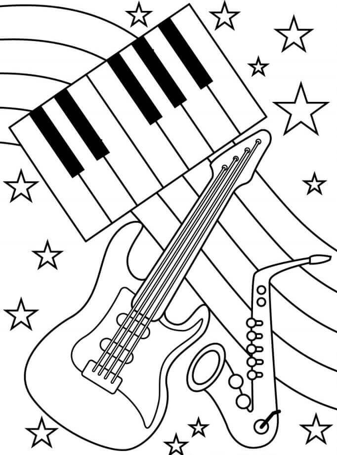 Gratis druckbares Musikinstrumente ausmalbilder