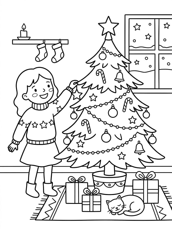 Grundlegender Weihnachtsbaum ausmalbilder