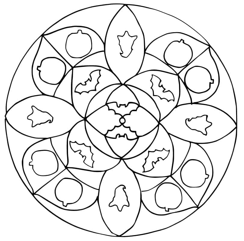 Halloween-Mandala Bild zum Drucken ausmalbilder