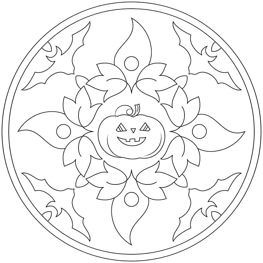 Halloween-Mandala Druckvorlage für Kinder ausmalbilder