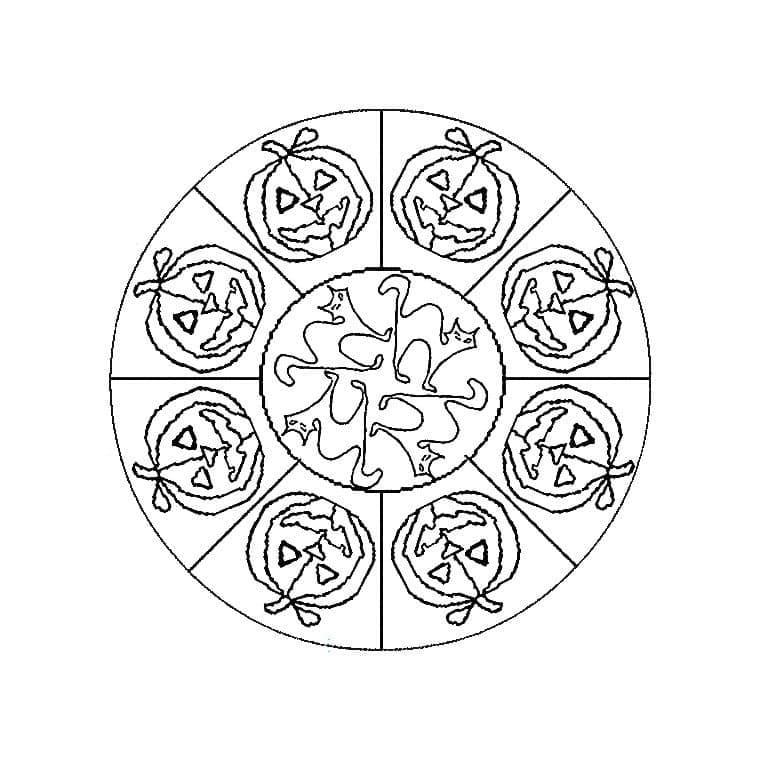 Halloween-Mandala druckfertig ausmalbilder