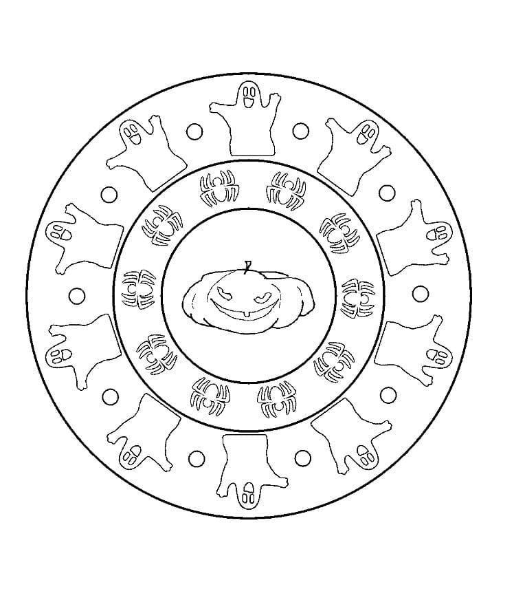 Halloween-Mandala für 2-jährige Kinder ausmalbilder